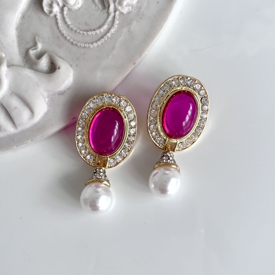 İthal İnci Detay Pembe Küpe