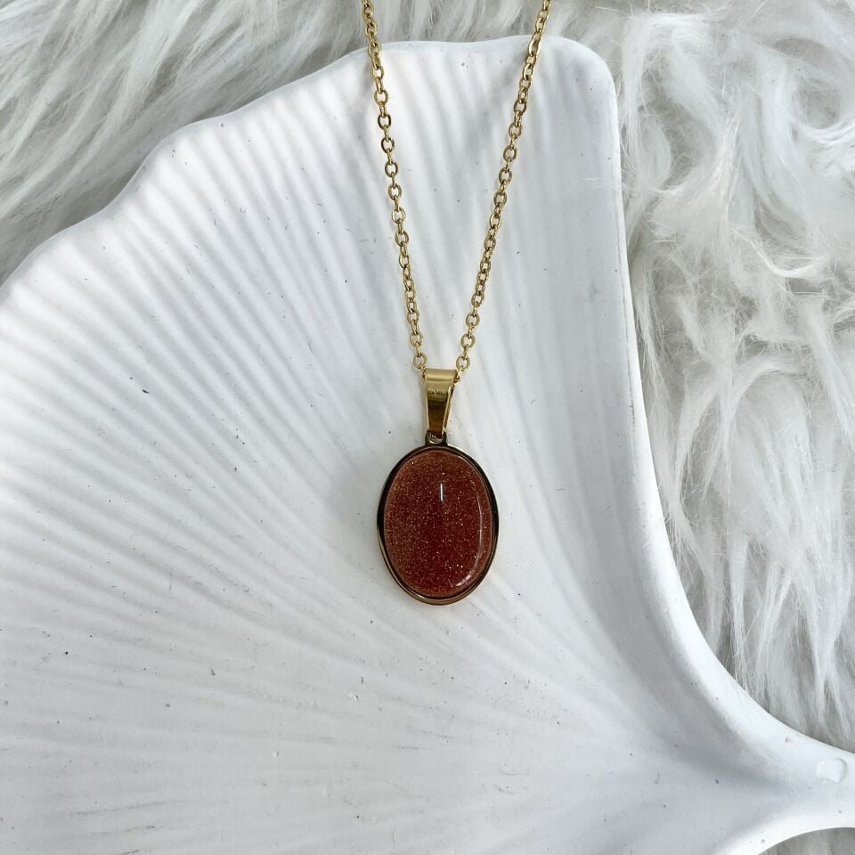 Çelik Kahverengi Yıldız Taşı Kolye