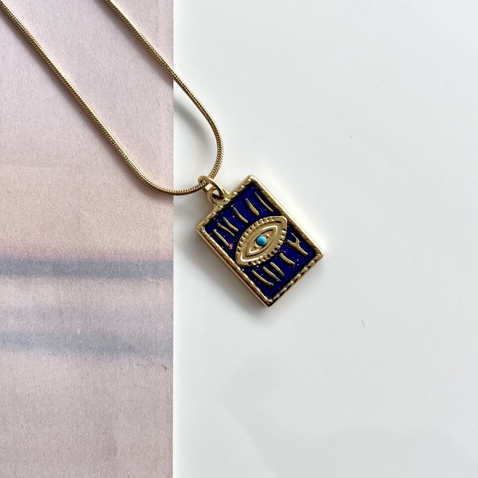 Çelik Lacivert Göz Kolye