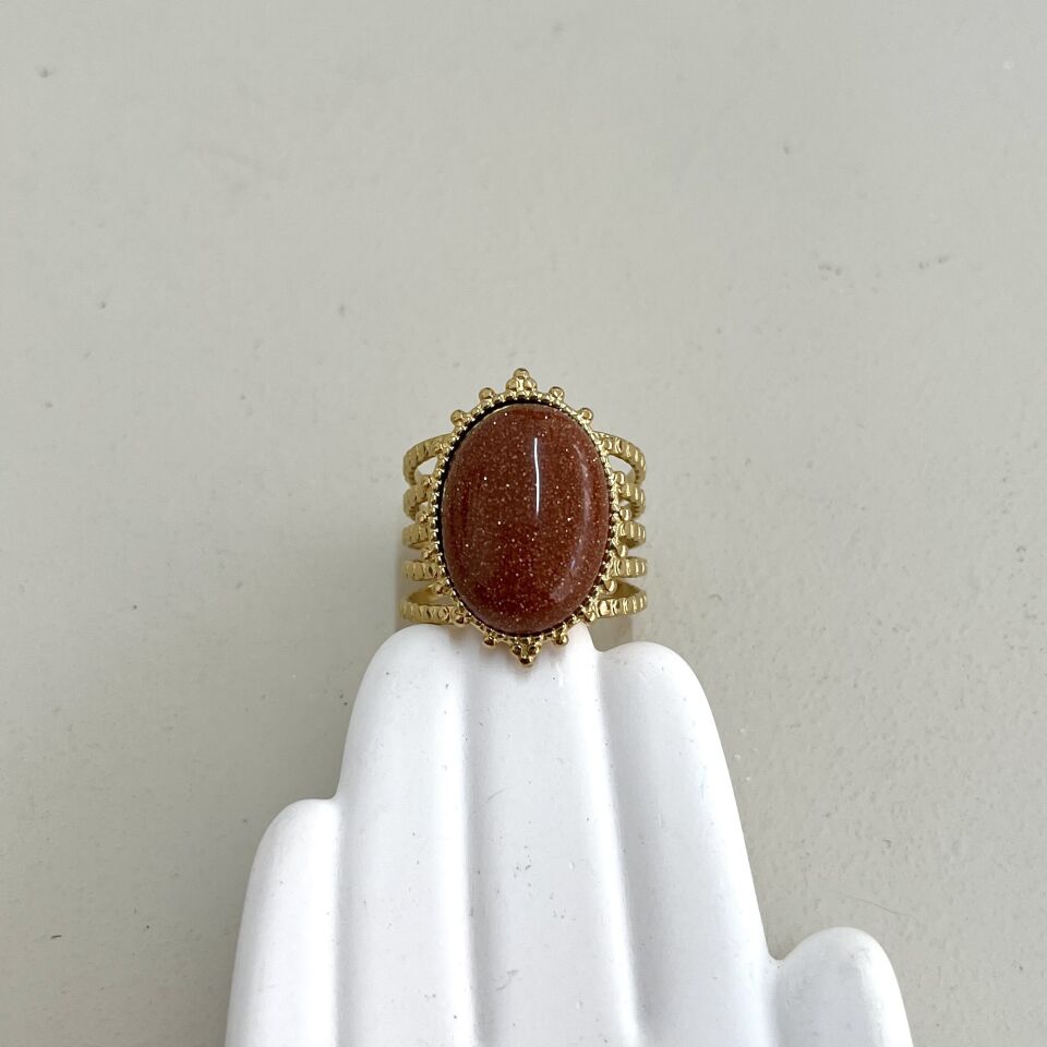 Çelik Kahverengi Yıldız Taşı Yüzük