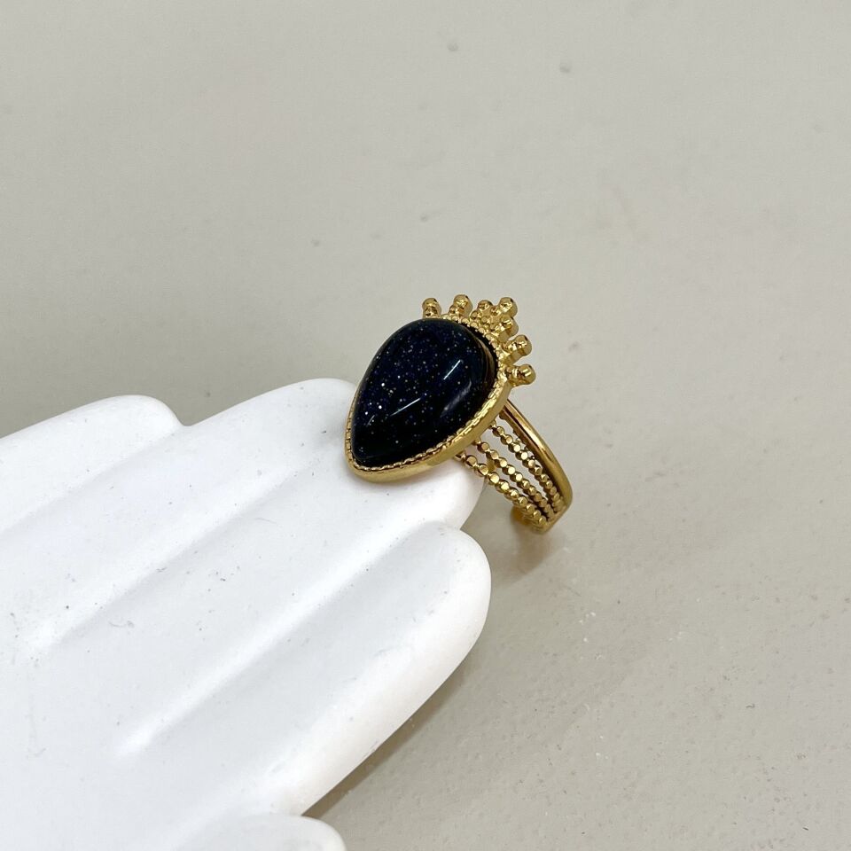 Çelik Siyah Yıldız Taşı Yüzük