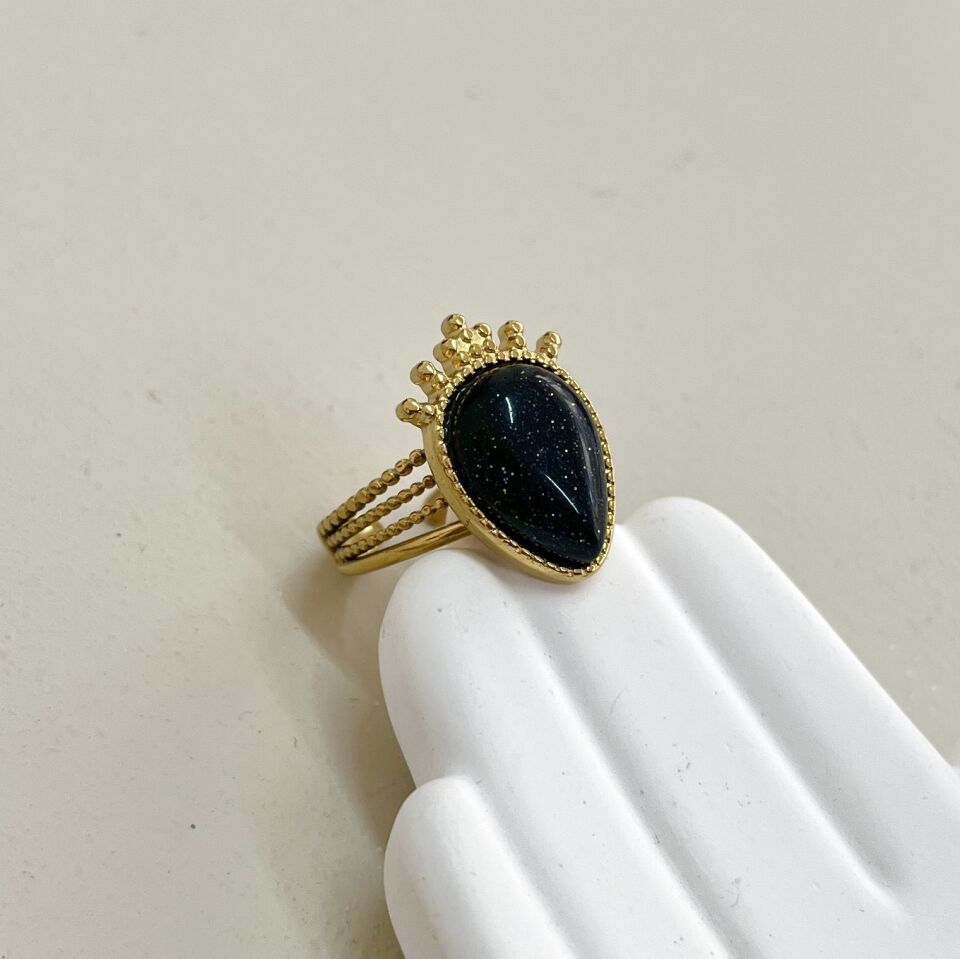 Çelik Siyah Yıldız Taşı Yüzük