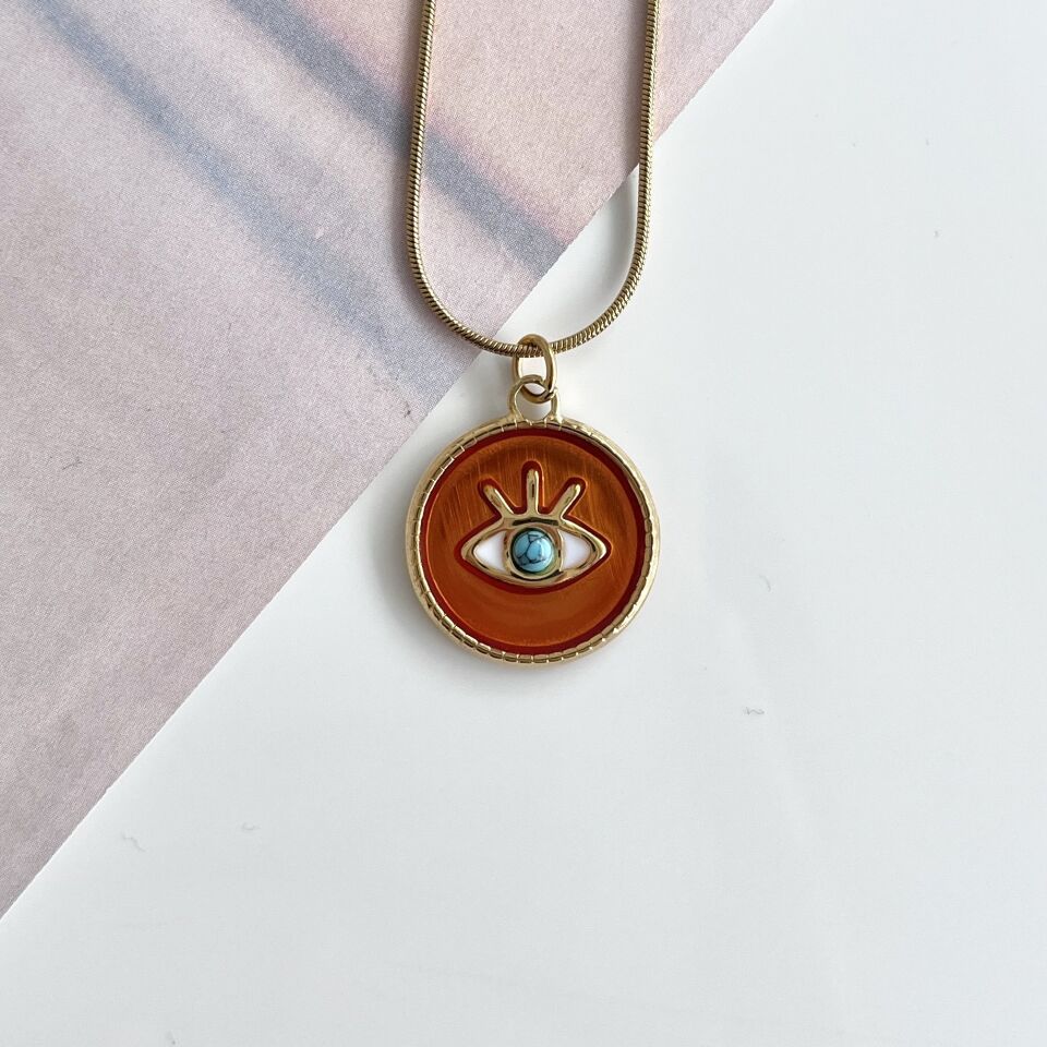 Çelik Turkuaz Taşı Göz Kolye