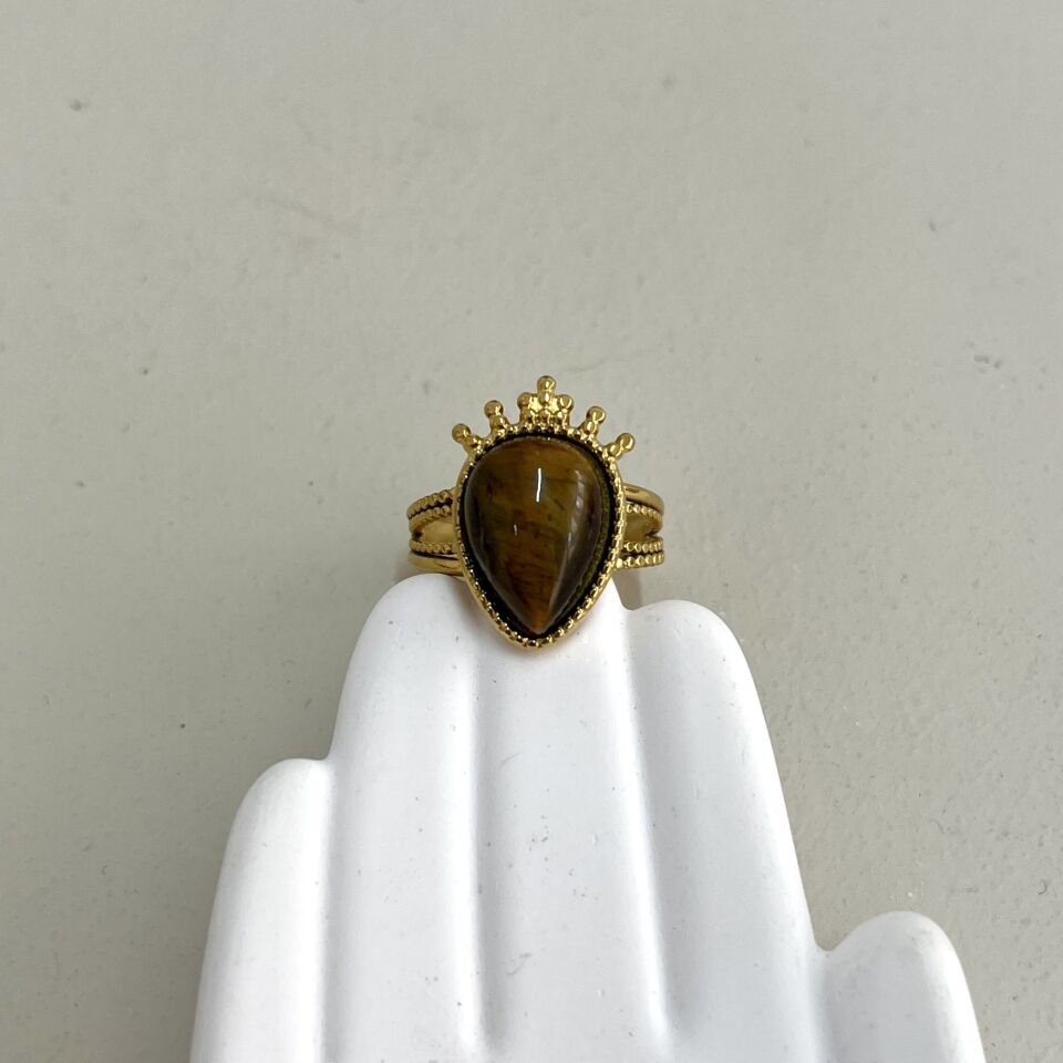 Çelik Kaplan Gözü Taşı Yüzük