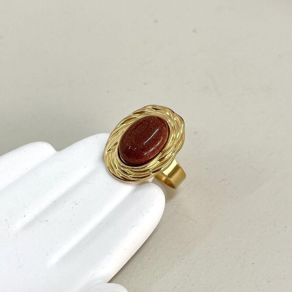 Çelik Kahverengi Yıldız Taşı Yüzük