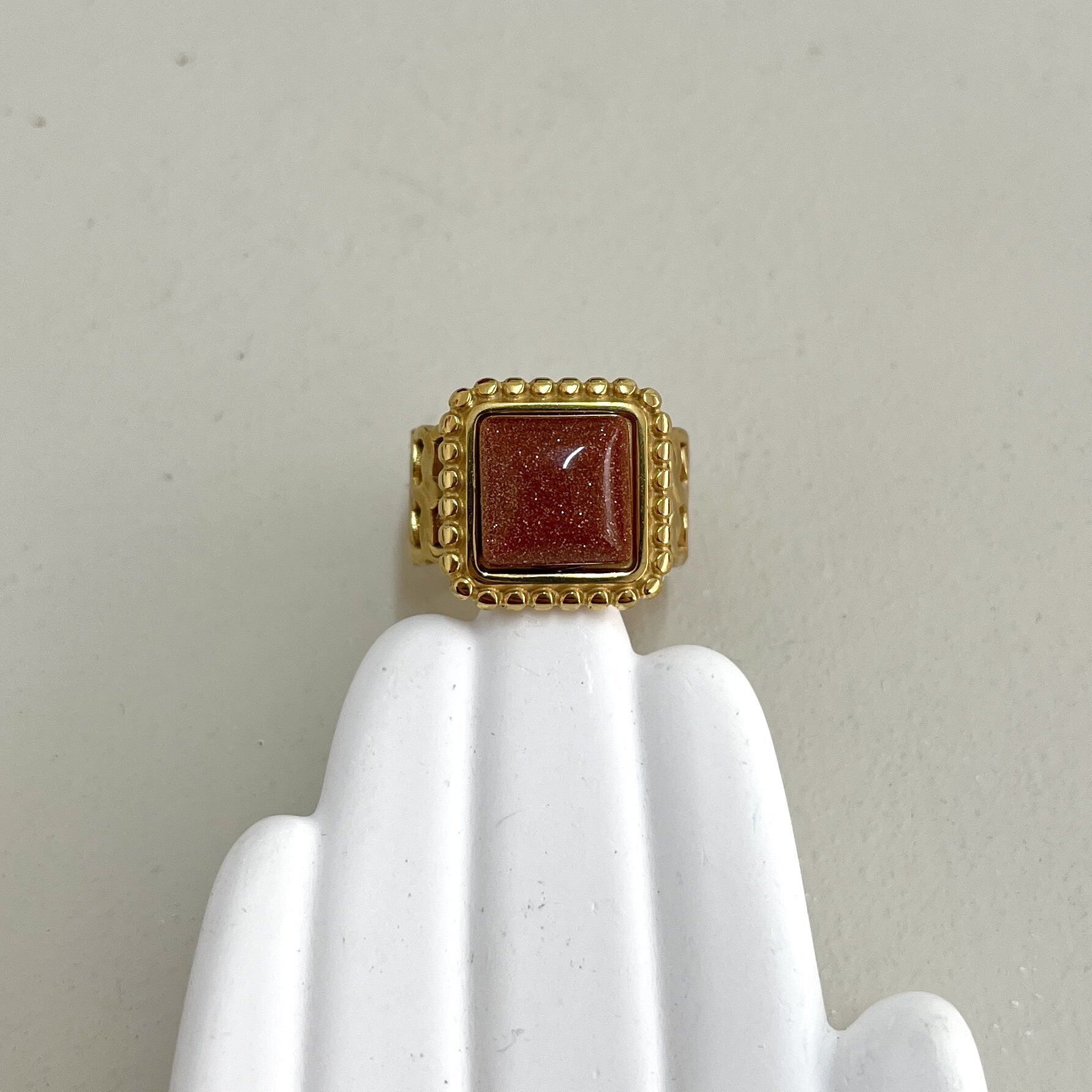 Çelik Kahverengi Yıldız Taşı Yüzük