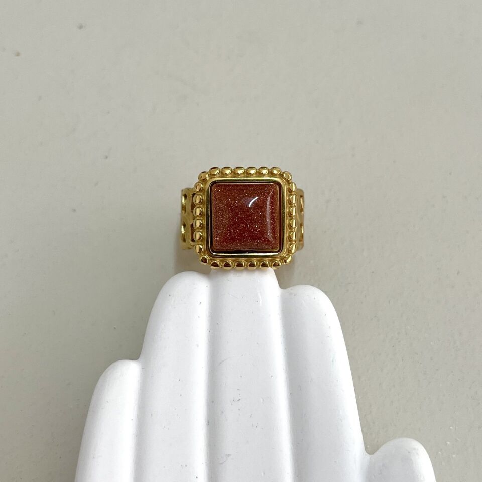 Çelik Kahverengi Yıldız Taşı Yüzük