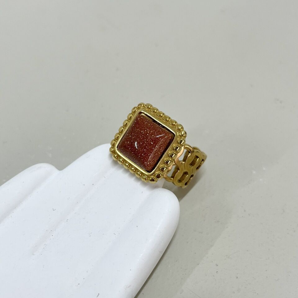 Çelik Kahverengi Yıldız Taşı Yüzük