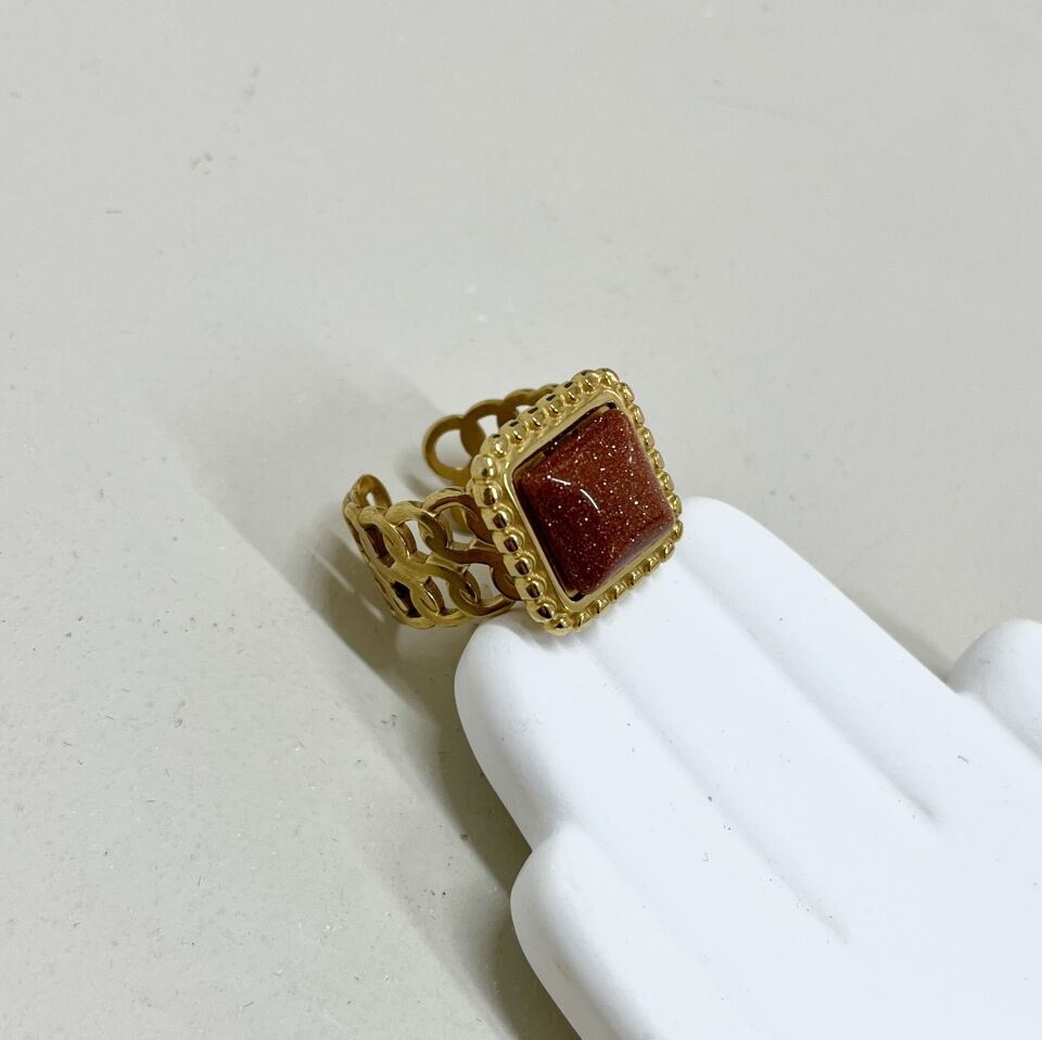 Çelik Kahverengi Yıldız Taşı Yüzük