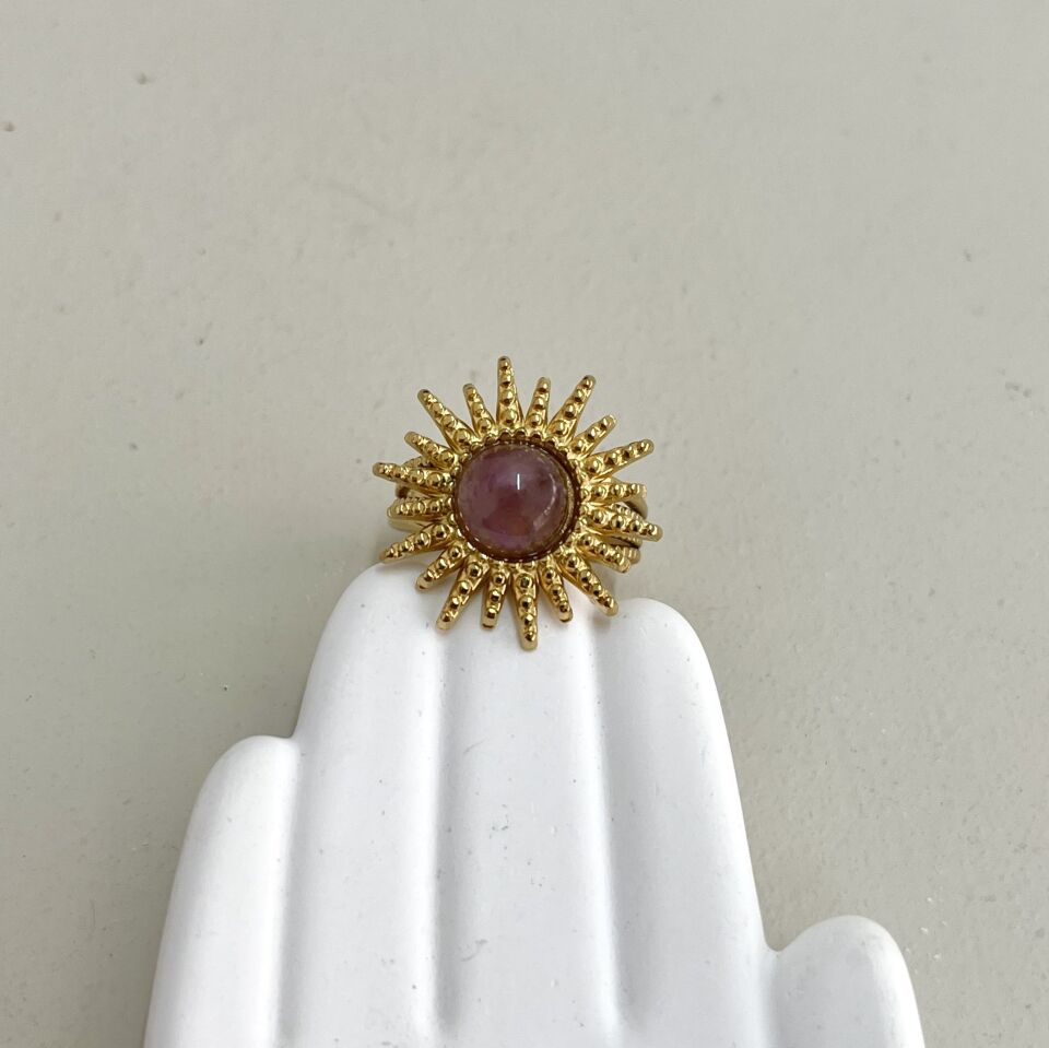 Çelik Ametist Taşı Yüzük