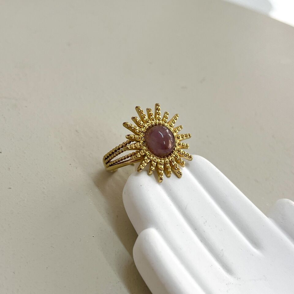 Çelik Ametist Taşı Yüzük