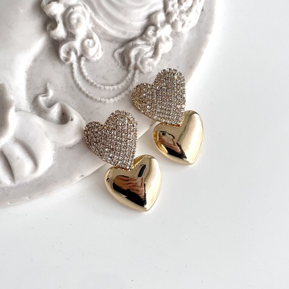 Özel Seri Taşlı Kalp Küpe