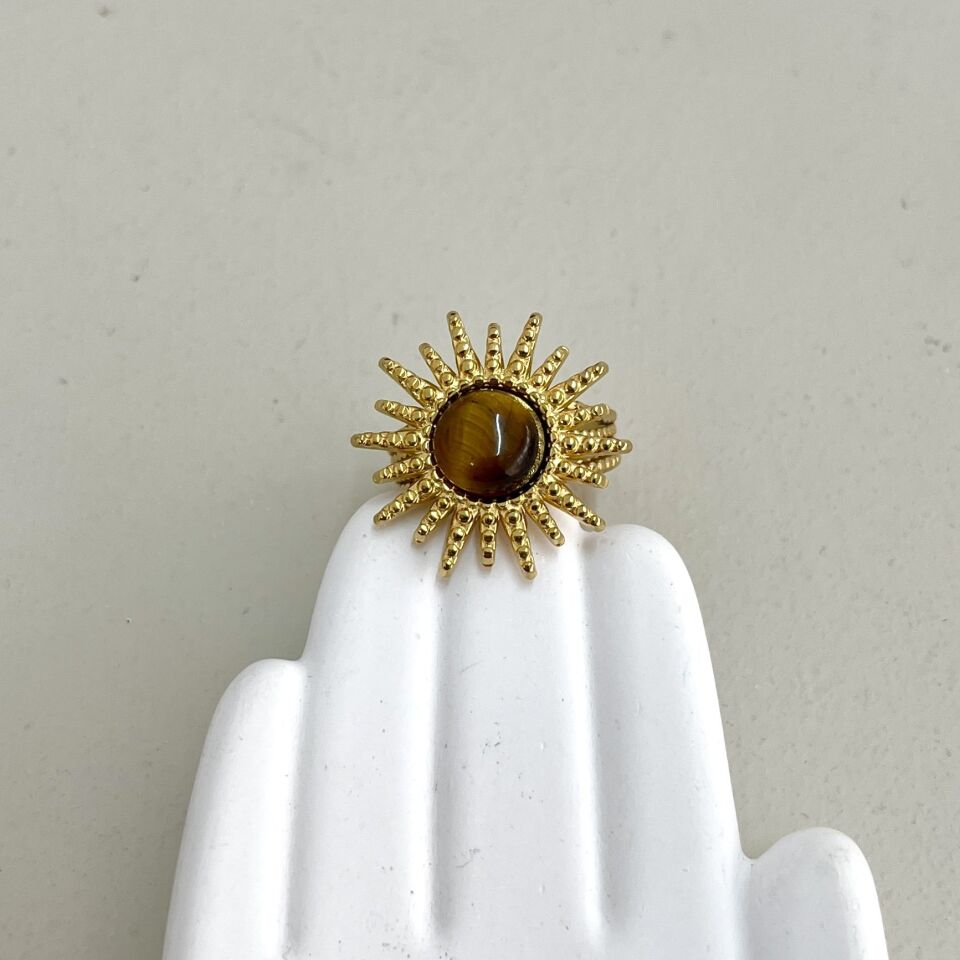 Çelik Kaplan Gözü Taşı Yüzük