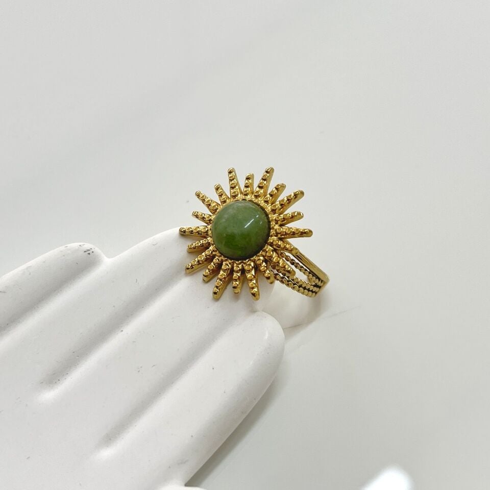 Çelik Aventurin Taşı Yüzük