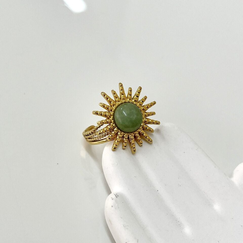 Çelik Aventurin Taşı Yüzük