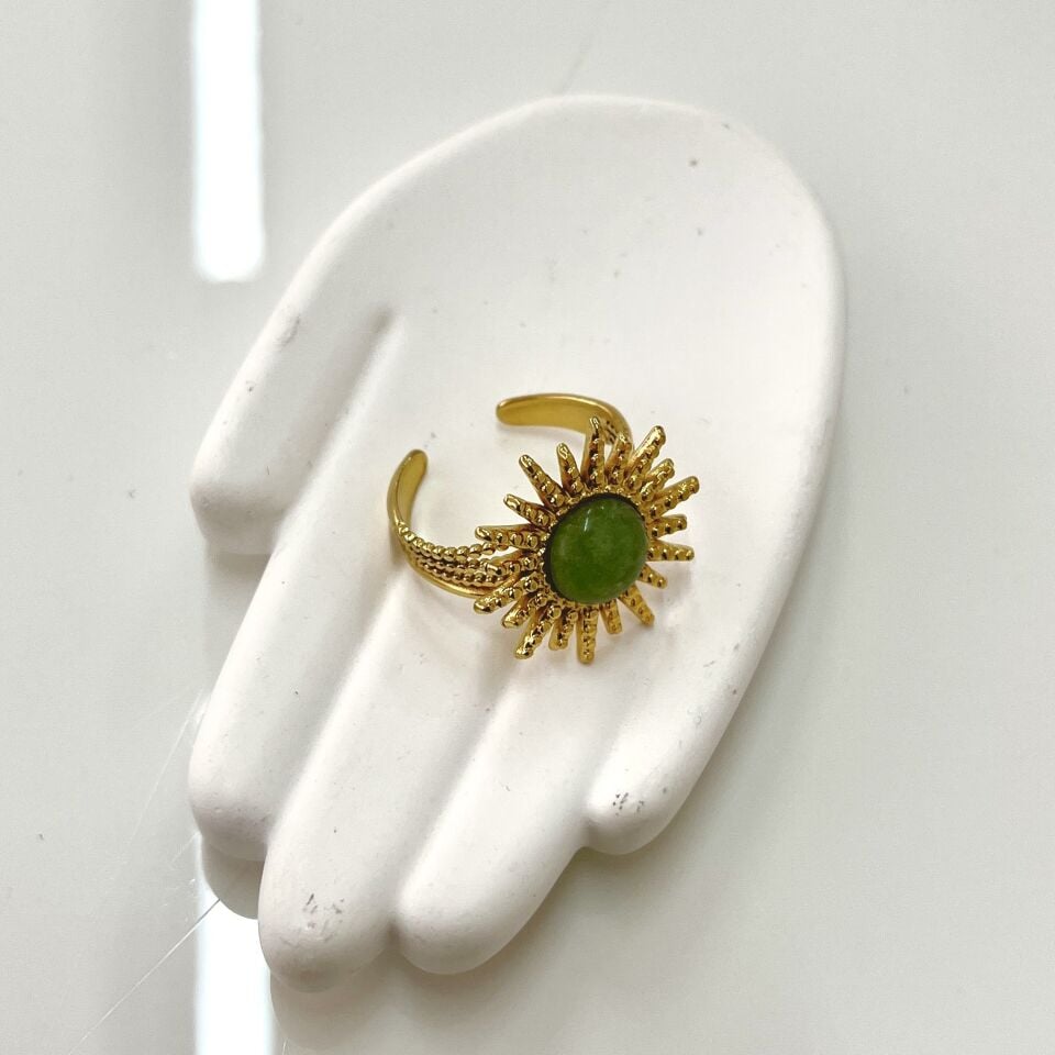 Çelik Aventurin Taşı Yüzük