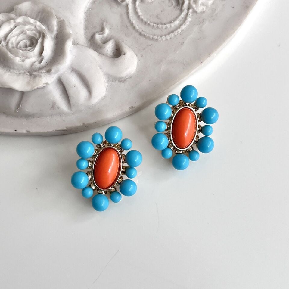 İthal Mavi Taşlı Küpe