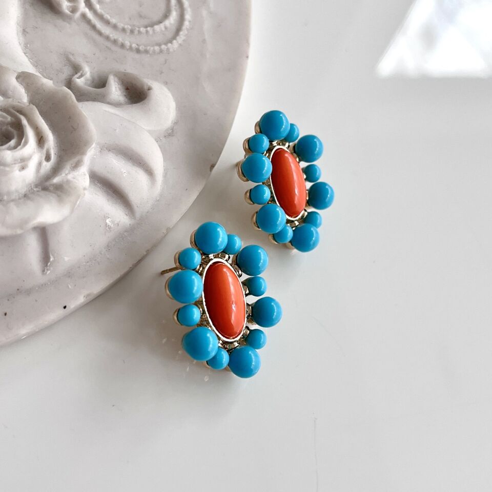 İthal Mavi Taşlı Küpe