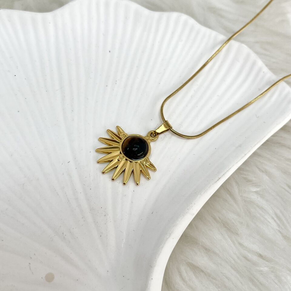 Çelik Kaplangözü Taşı Kolye