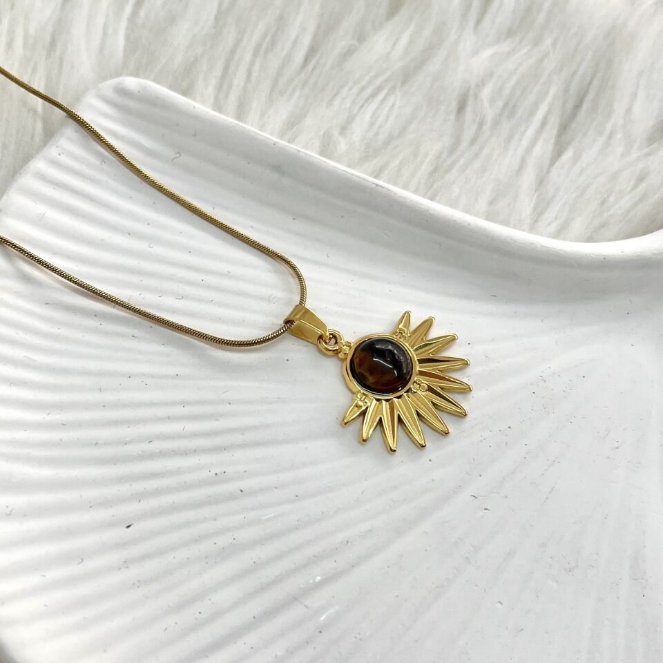 Çelik Kaplangözü Taşı Kolye