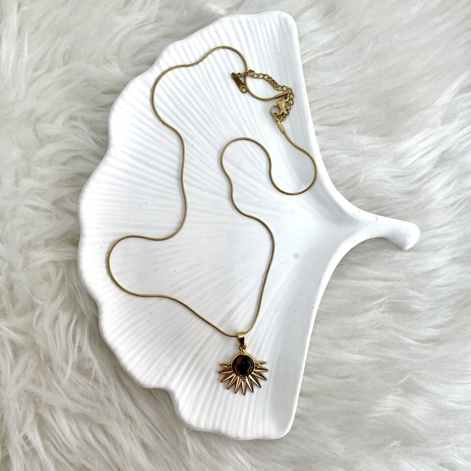 Çelik Kaplangözü Taşı Kolye