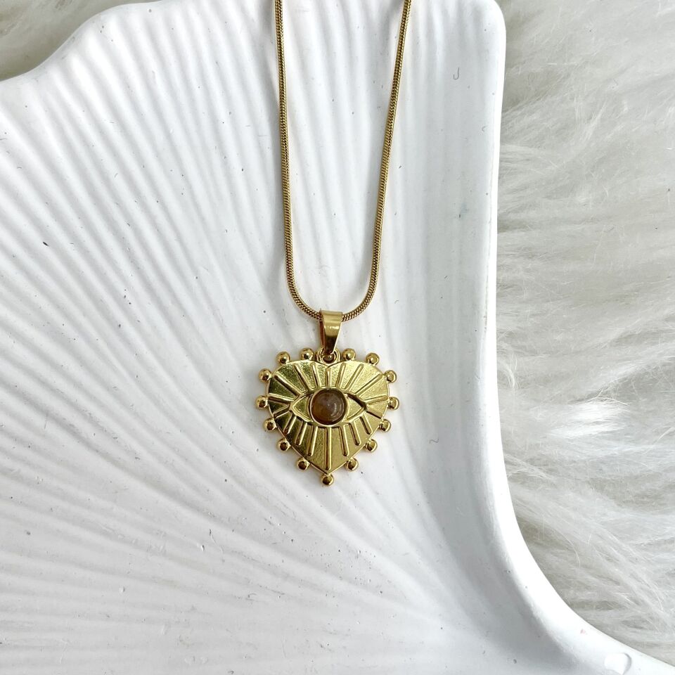 Çelik Ametist Taşı Kolye