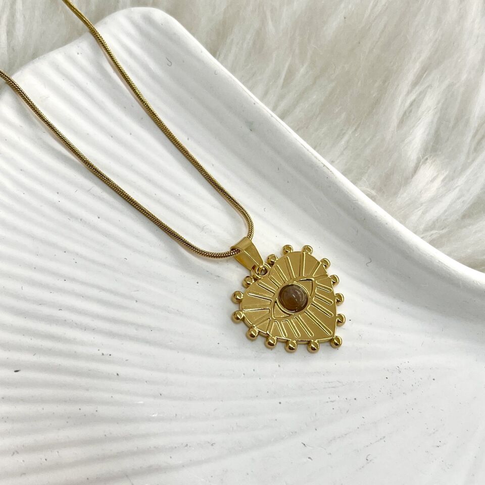 Çelik Ametist Taşı Kolye