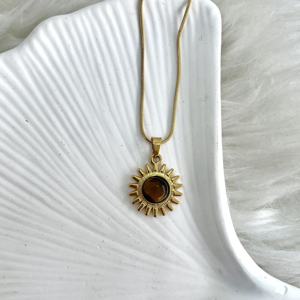 Çelik Kaplangözü Taşı Kolye