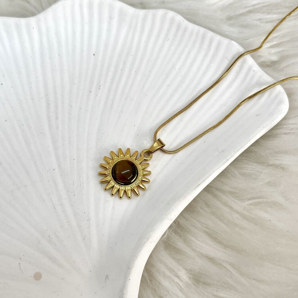 Çelik Kaplangözü Taşı Kolye