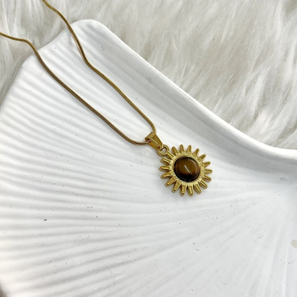 Çelik Kaplangözü Taşı Kolye