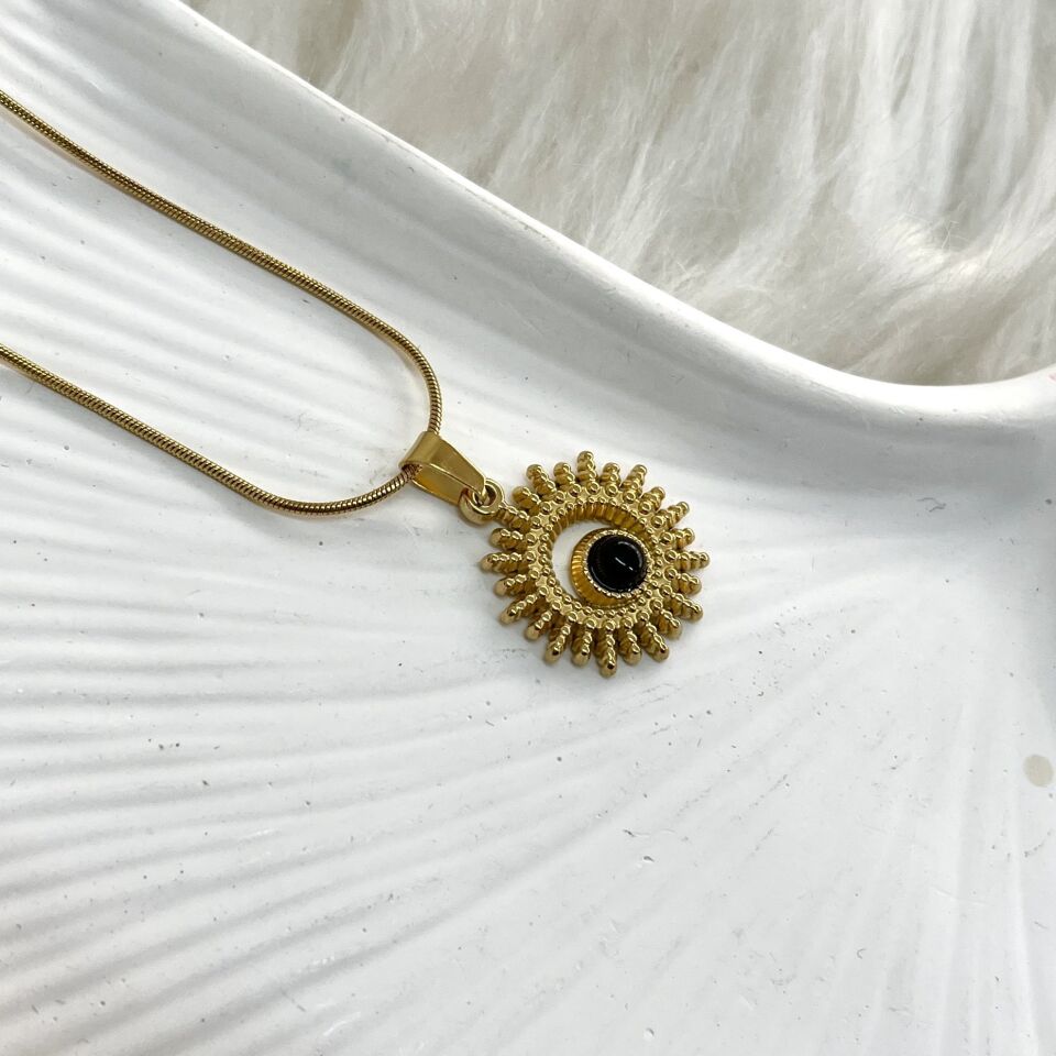 Çelik Oniks Taşı Kolye