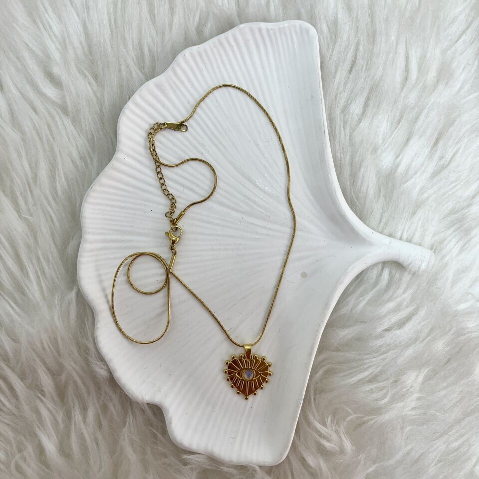 Çelik Ay Taşı Göz Kolye