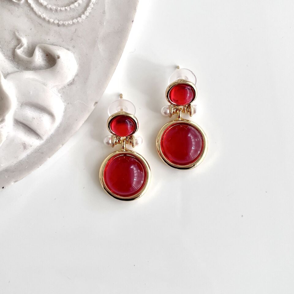 İthal Yuvarlak Kırmızı Küpe