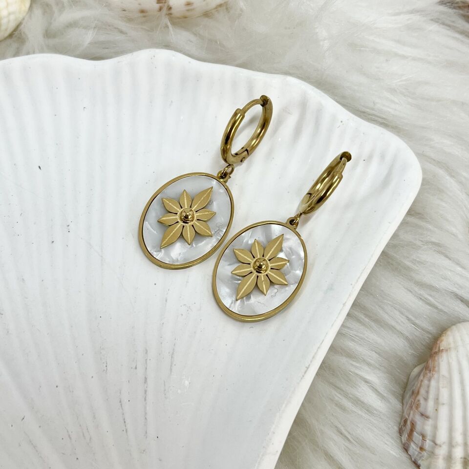 Çelik Sedef Taşı Küpe