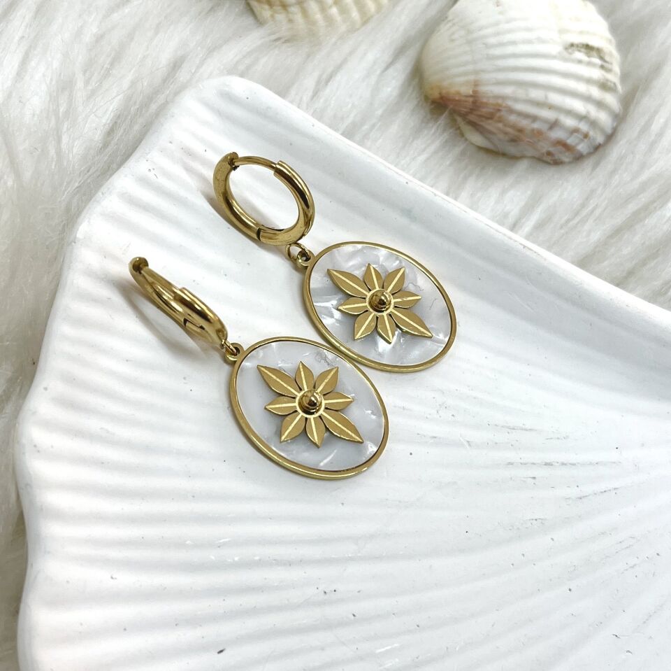 Çelik Sedef Taşı Küpe