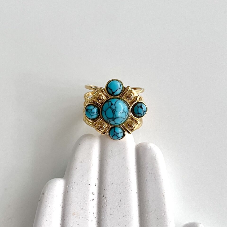 Çelik Turkuaz Taşı Yüzük