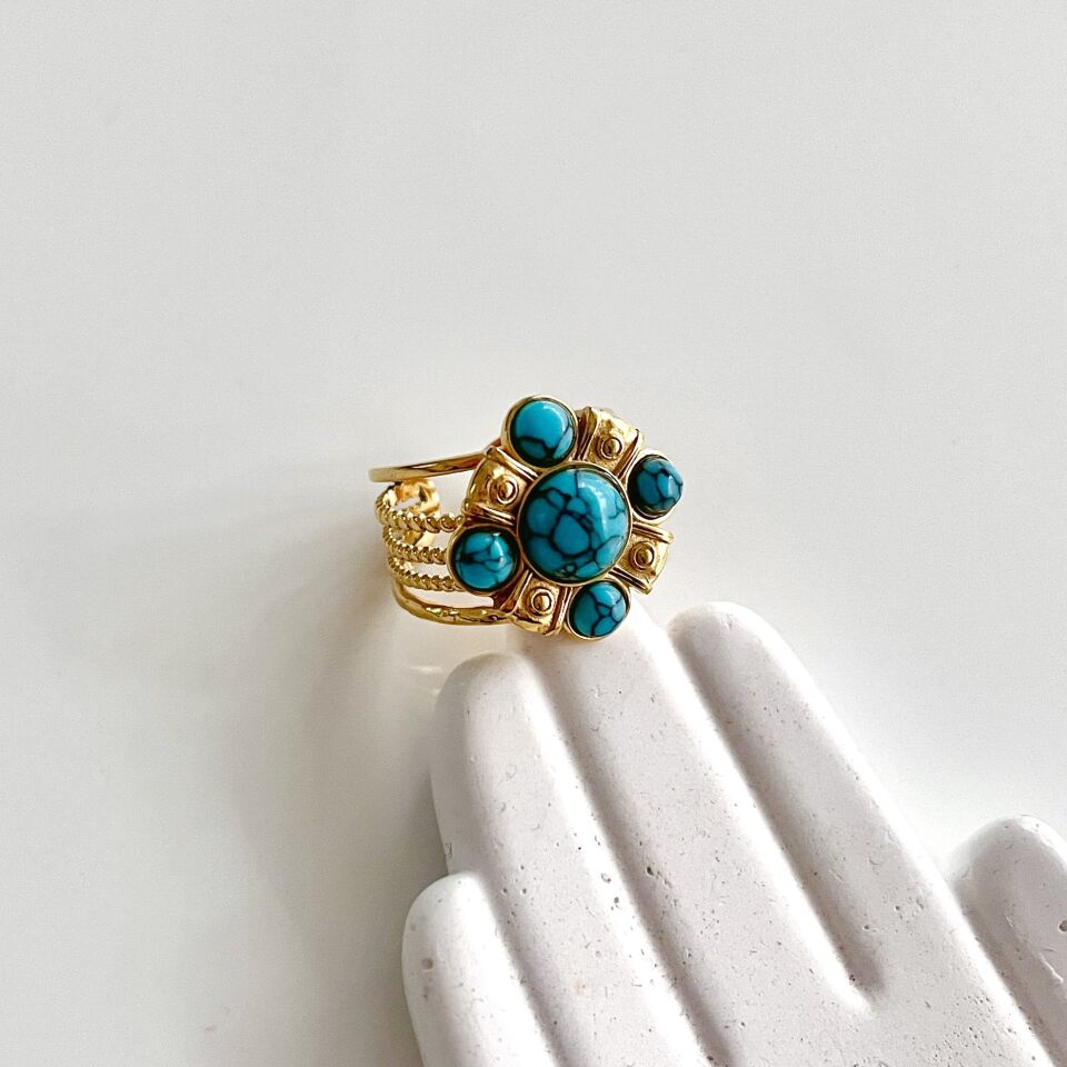 Çelik Turkuaz Taşı Yüzük