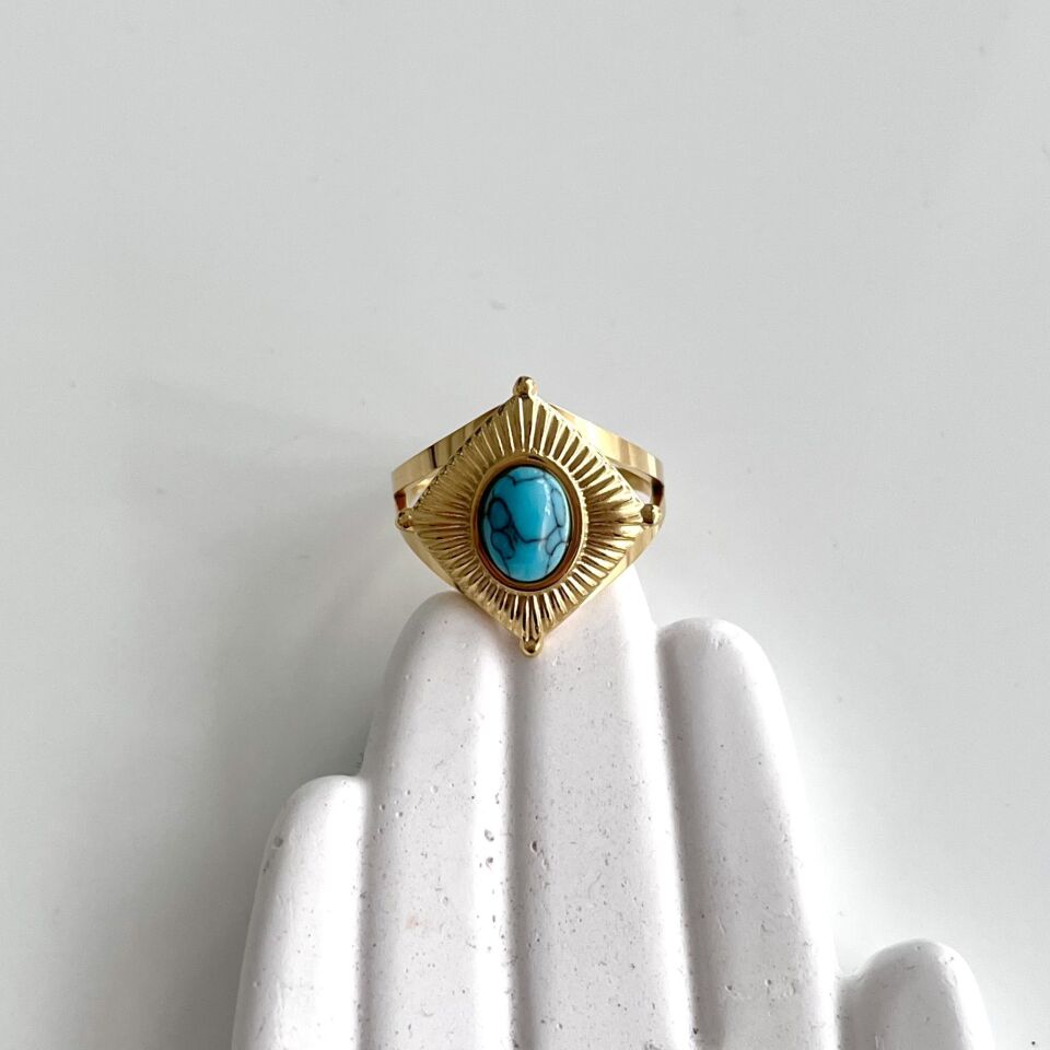 Çelik Turkuaz Taşı Yüzük