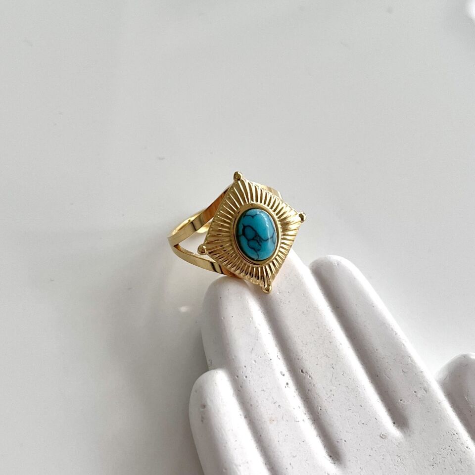 Çelik Turkuaz Taşı Yüzük
