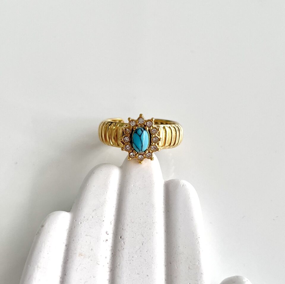 Çelik Turkuaz Taşı Yüzük