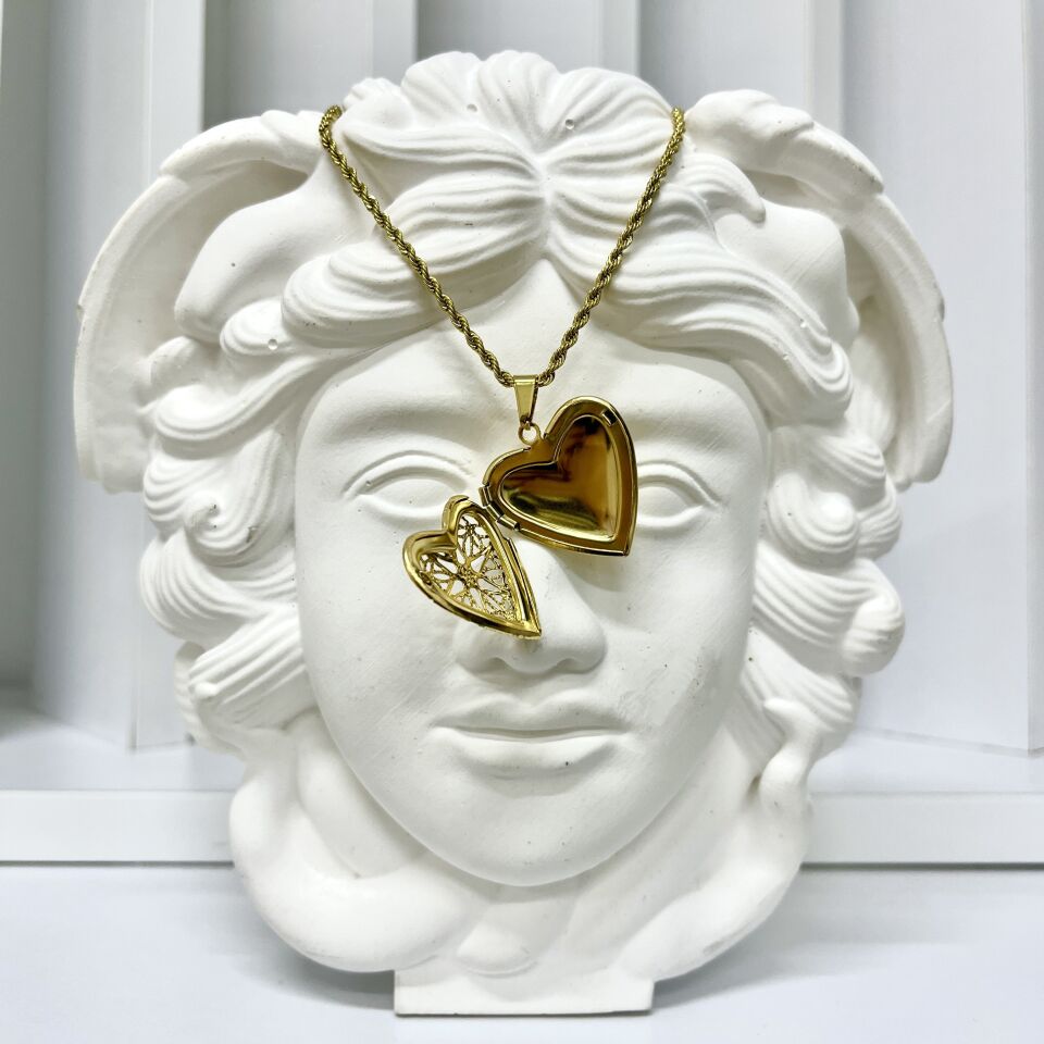 Çelik Açılabilir Kalp Kolye