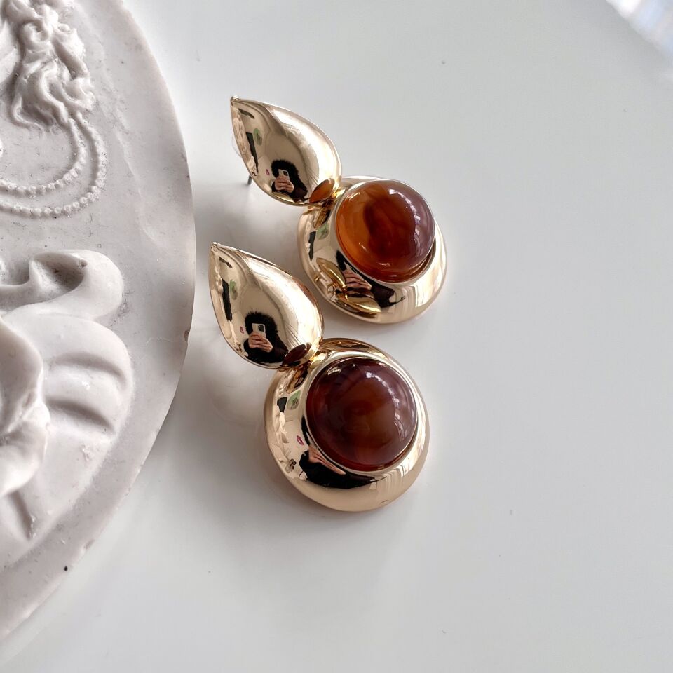 İthal Kahverengi Küpe