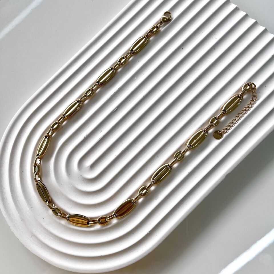 Çelik Kalın Badem Kolye