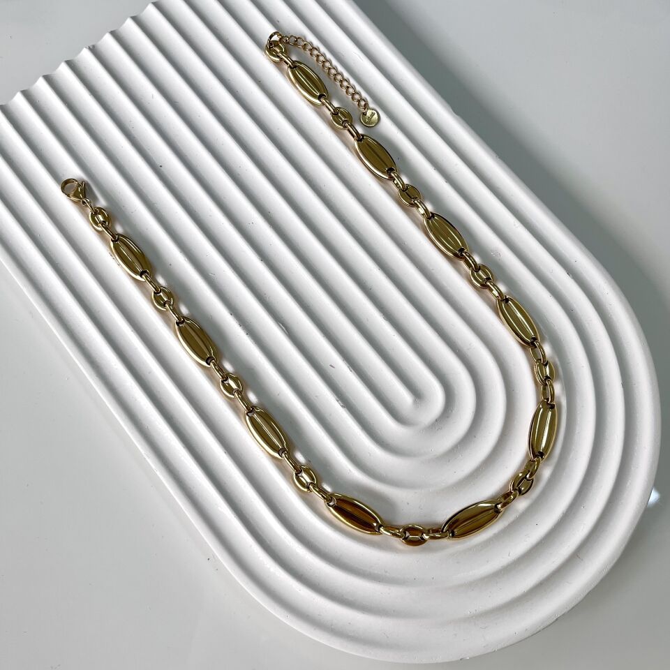 Çelik Kalın Badem Kolye