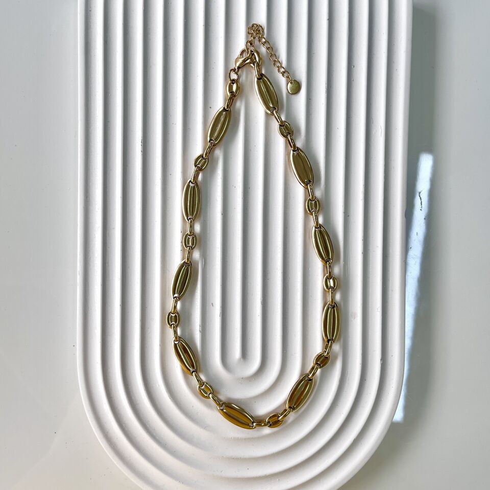 Çelik Kalın Badem Kolye