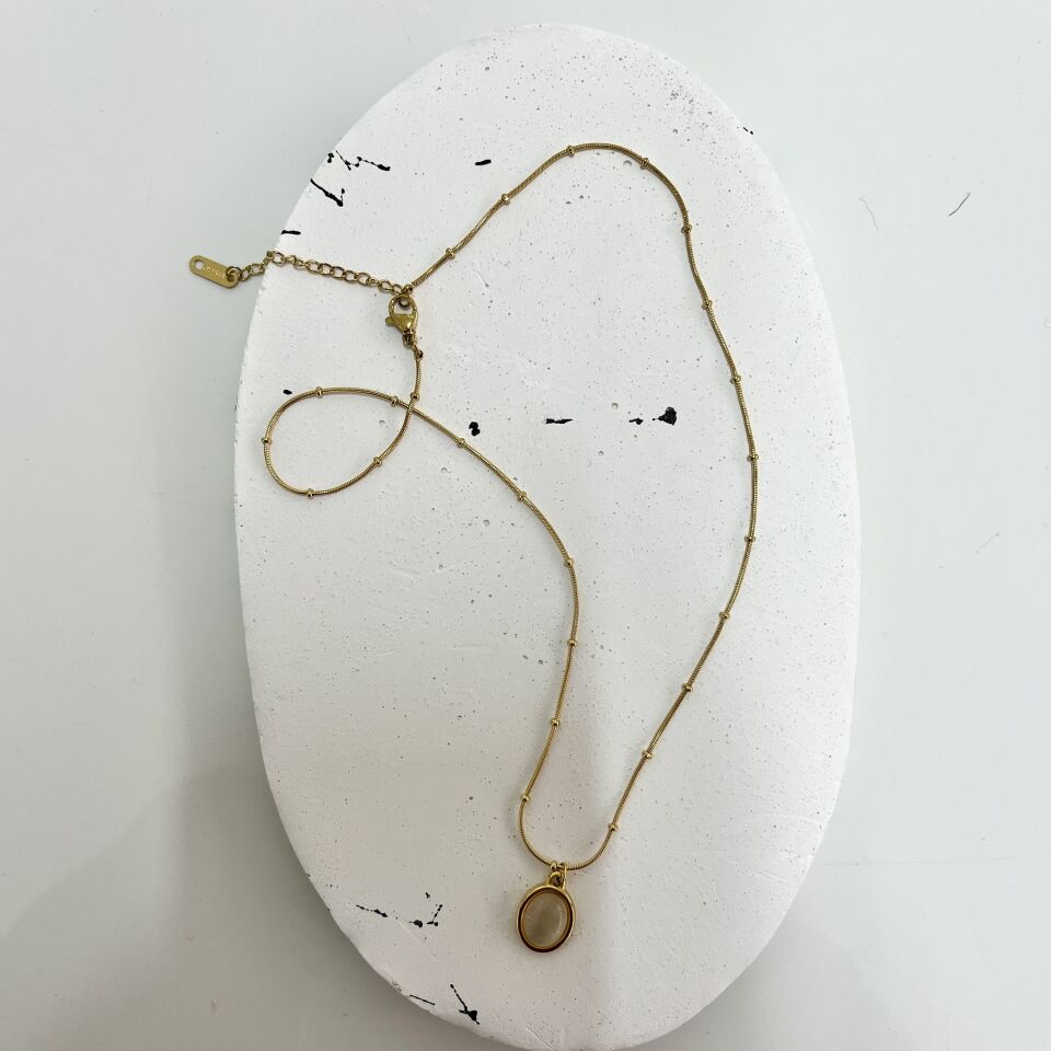 Çelik Kedi Gözü Taşı Kolye