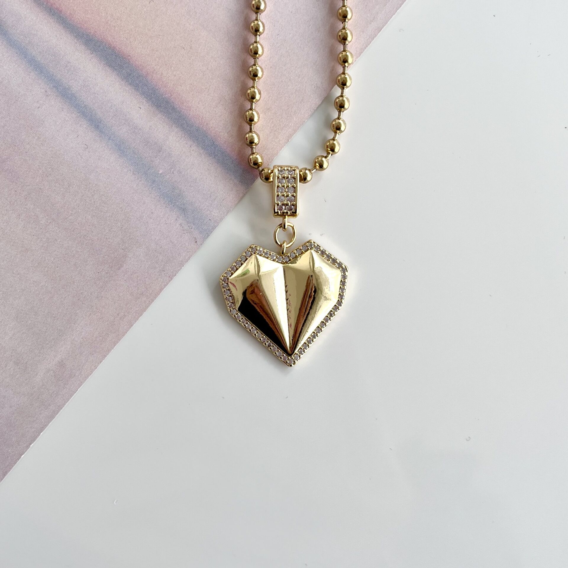 Çelik Taşlı Kalp Kolye