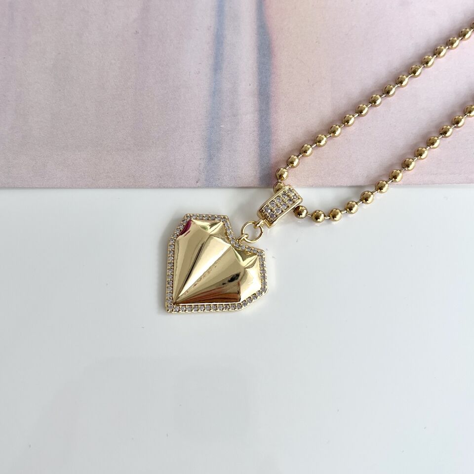 Çelik Taşlı Kalp Kolye