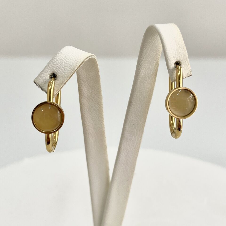 Çelik Kedi Gözü Taşı Küpe