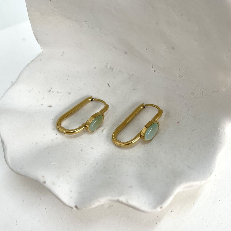 Çelik Kedi Gözü Taşı Küpe